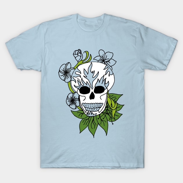 Sugar Skull - Green T-Shirt by Unravel_Unwind